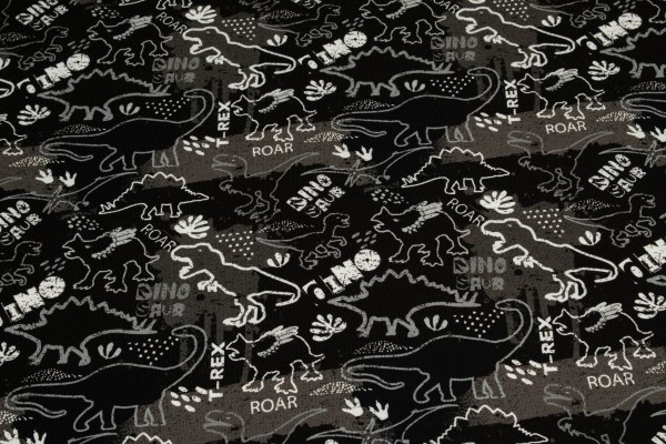 Sommer-Sweat - Dinos * grau-schwarz (0,5m)