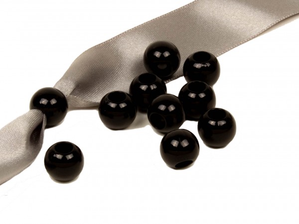 Großlochperlen 12mm – schwarz (20 Stk)