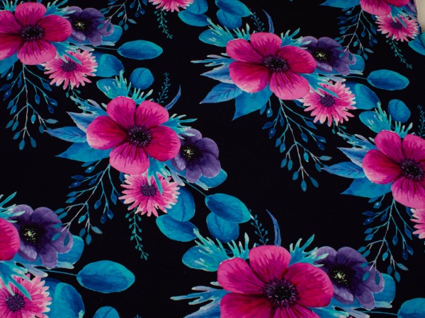 Sommer-Sweat - Flowerdream *darkblue (0,5m)