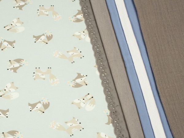 Stoff-Paket "little fox" lightblue *1