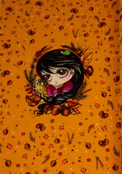 Jersey-Stoff "Solo-Herbstmädchen"-Panel (ca. 70cm hoch)