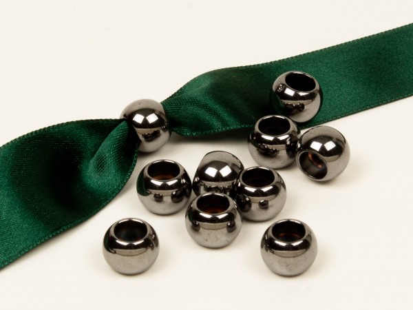 Großlochperlen Metall Look 12x8 5mm – anthrazit (10Stk)