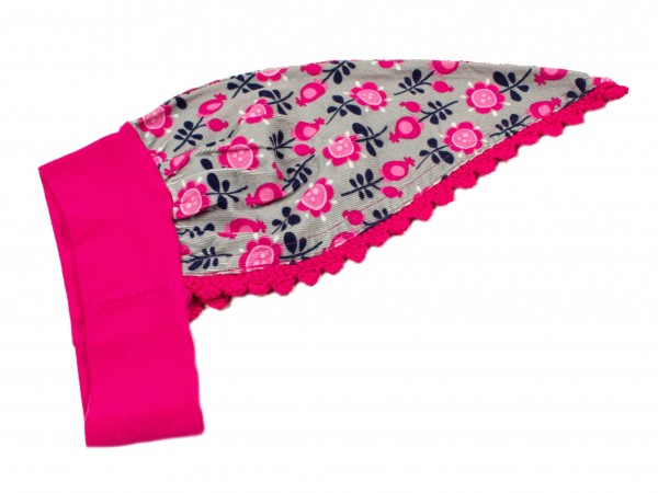 Kopftuch *pink-grau Retroblumen