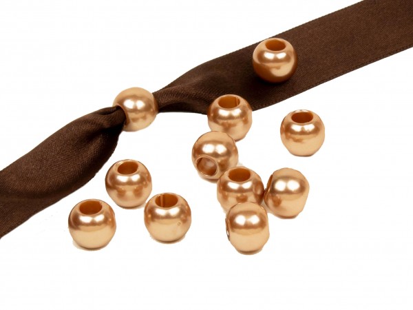 Großlochperlen 12mm – hellbraun (20 Stk)