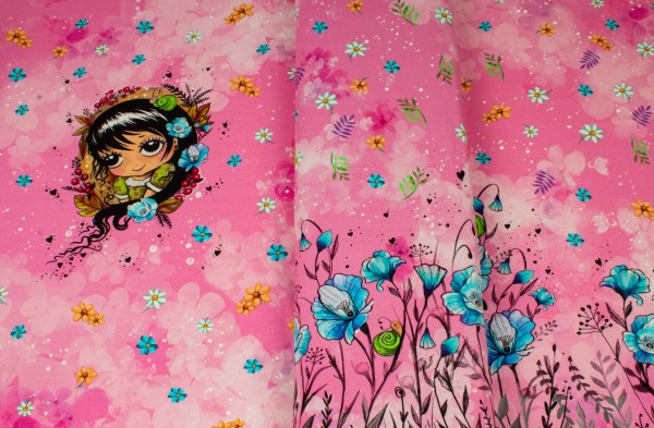 Jersey-Stoff "Sommermädchen"-Panel (ca. 70cm hoch)